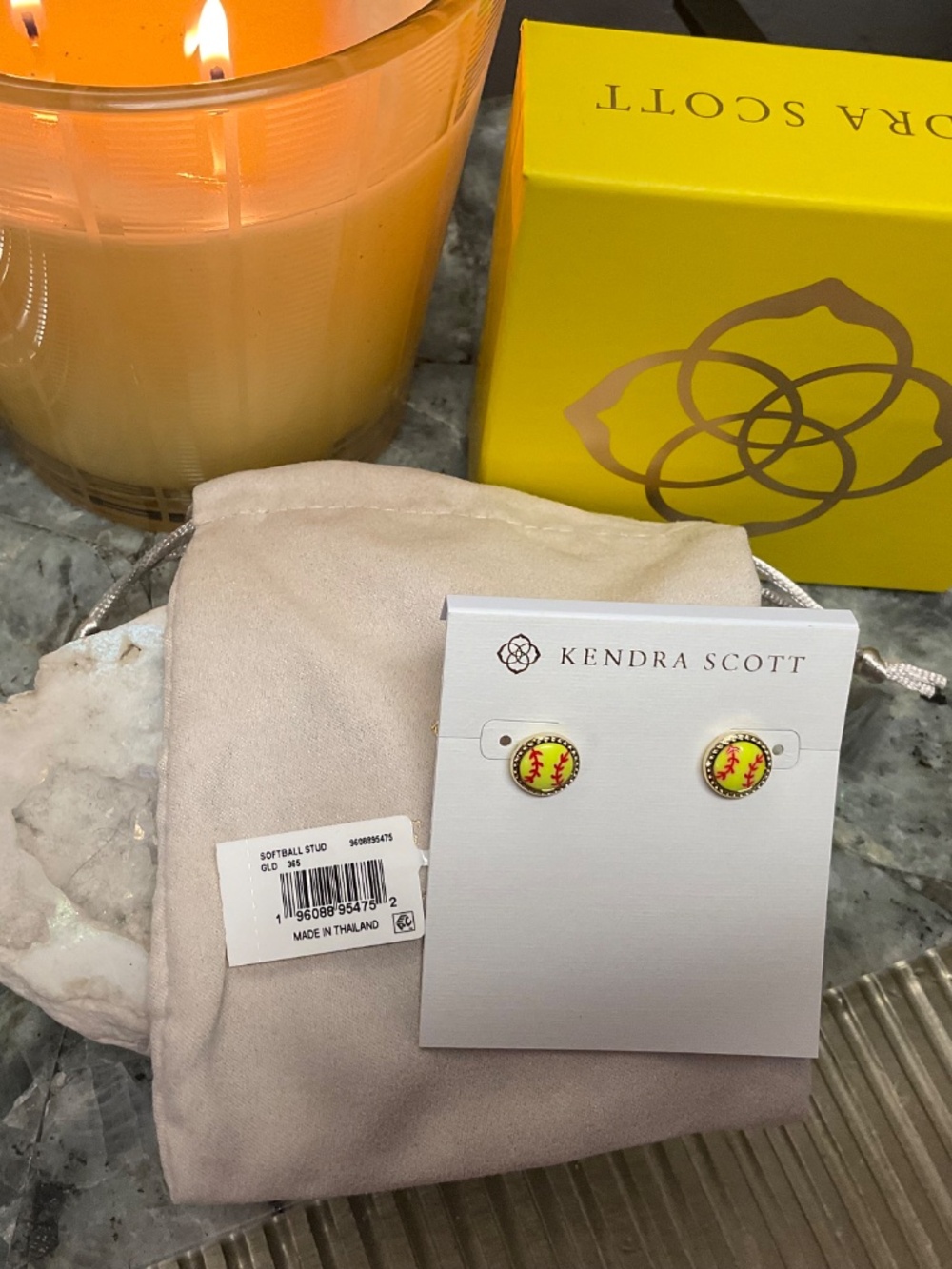 Kendra Scott Softball Gold Stud Earrings - Picture 4 of 4